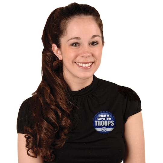 Beistle 2" Blue Proud To Support Our Troops Buttons, 6ct.